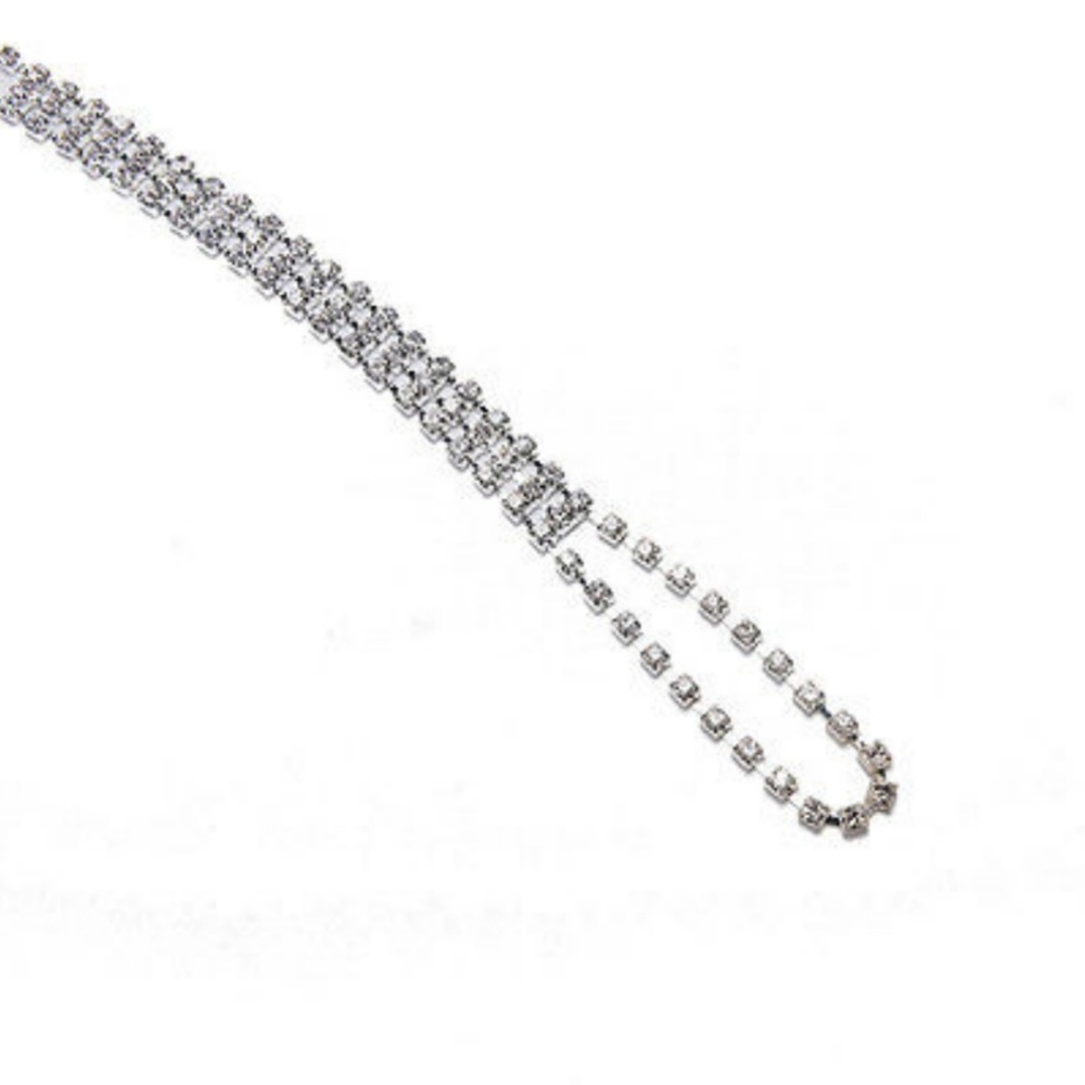 PAIR Rhinestone Crystal Bare Foot Sandal Anklet - Picture 3 of 4
